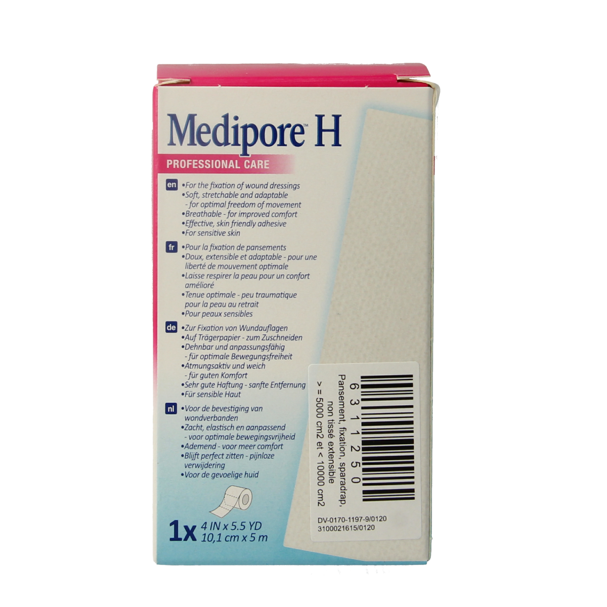3M Medipore hechtpleister 10cm x 5m 1.00 Stuks