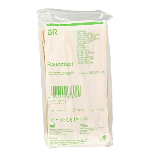 Lohmann&Rauscher Wattenstokje kleine tip hout 15cm 100.00 Stuks
