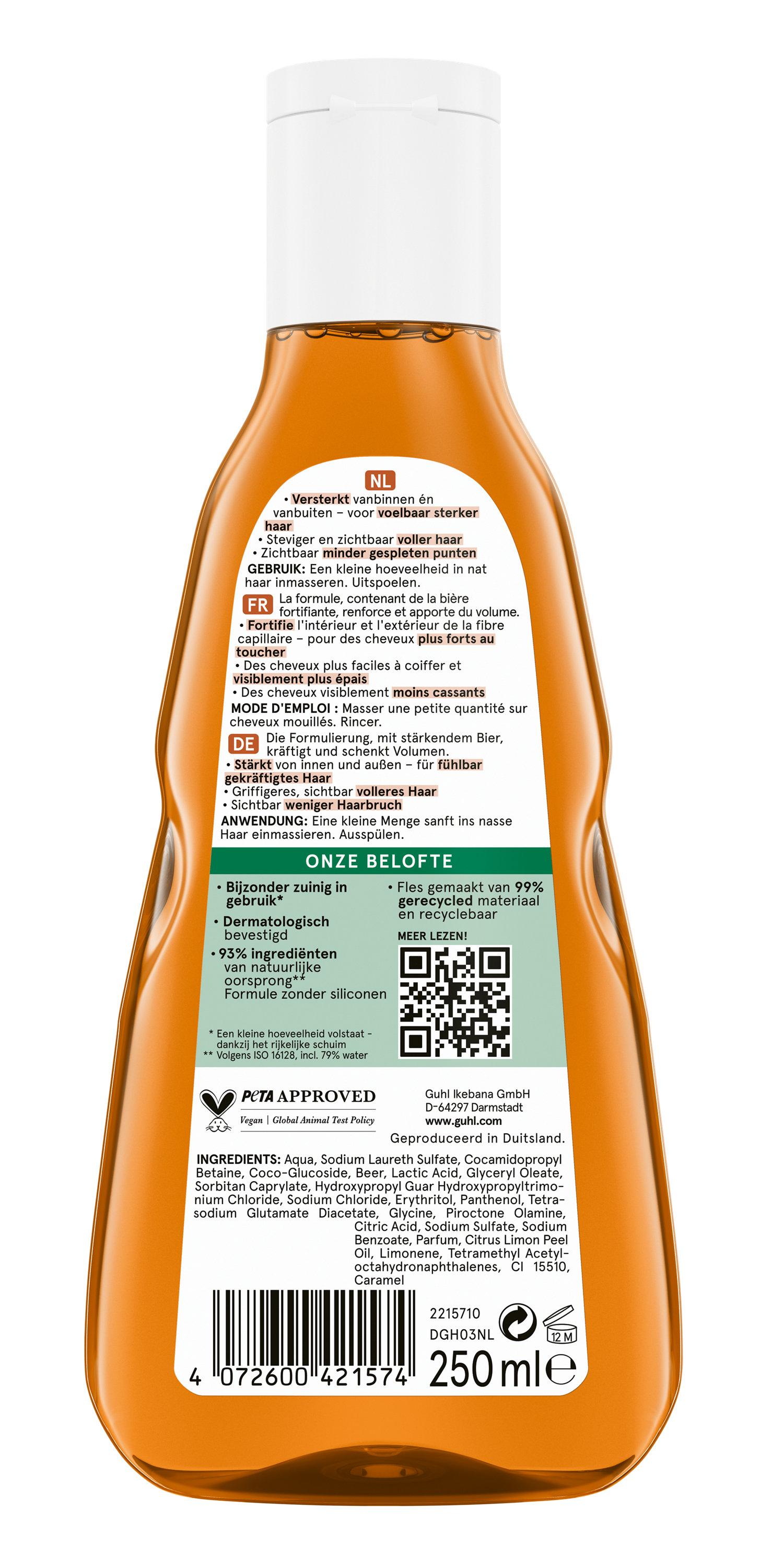 Guhl intensieve stevigheid shampoo bottle, 250ml, for strengthening and nourishing hair care.