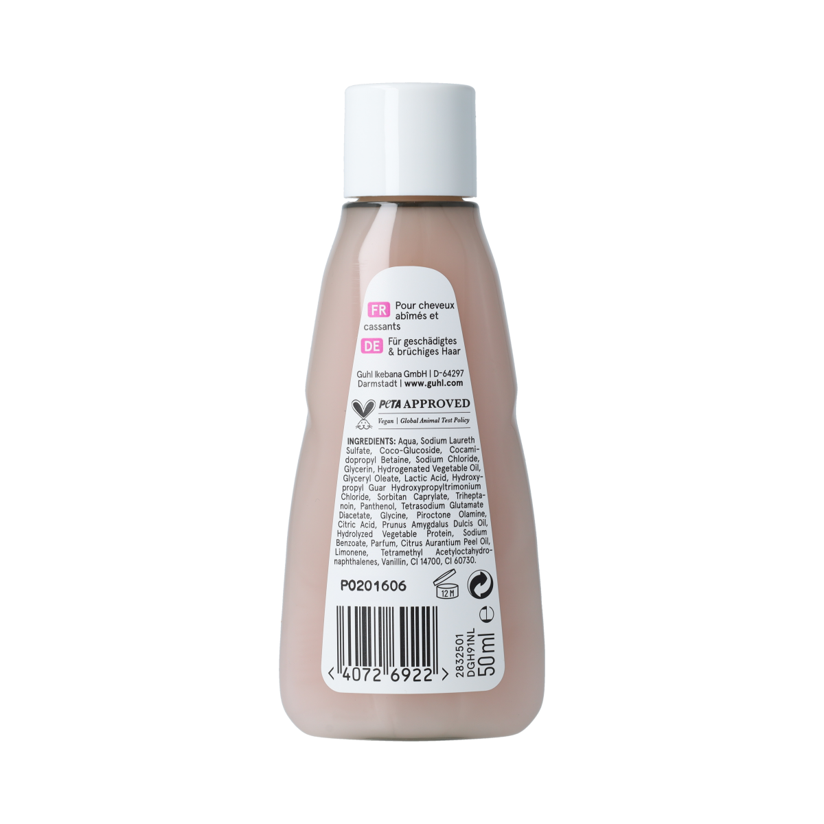 Mini Guhl Structuurherstel shampoo bottle, 50ml, designed for hair repair and strengthening in a compact size.