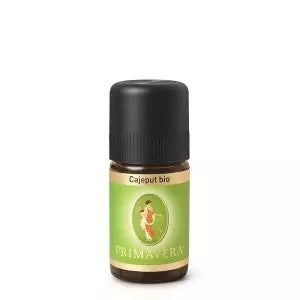 Primavera Cajeput bio essential oil in 5ml bottle, natural aromatic etherische oliën for aromatherapy and wellness.
