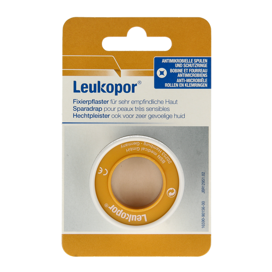 Leukopor Hechtpleister Eurolock 5m x 1.25cm, adhesive bandage for wound dressing, shown in the image.