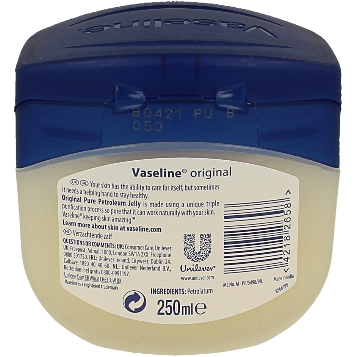 Vaseline Petroleum jelly creme 250.00 Milliliter