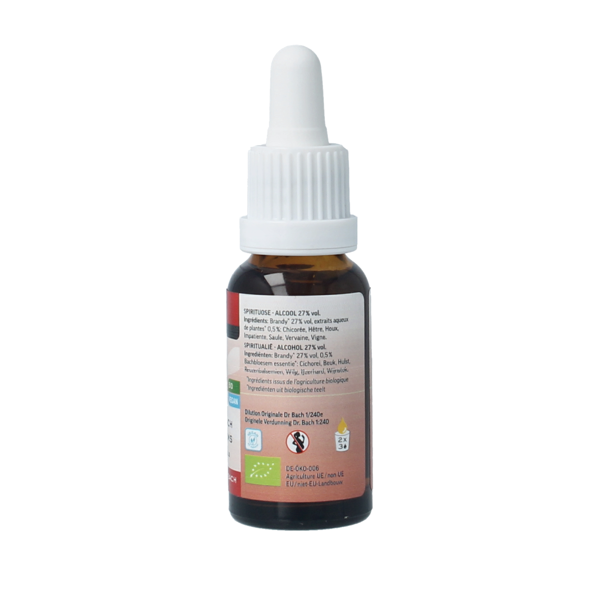 Bach Bloesem Kruidenpreparaten mengeling 46 boosheid, 20ml bottle with herbal blend label and natural ingredients.