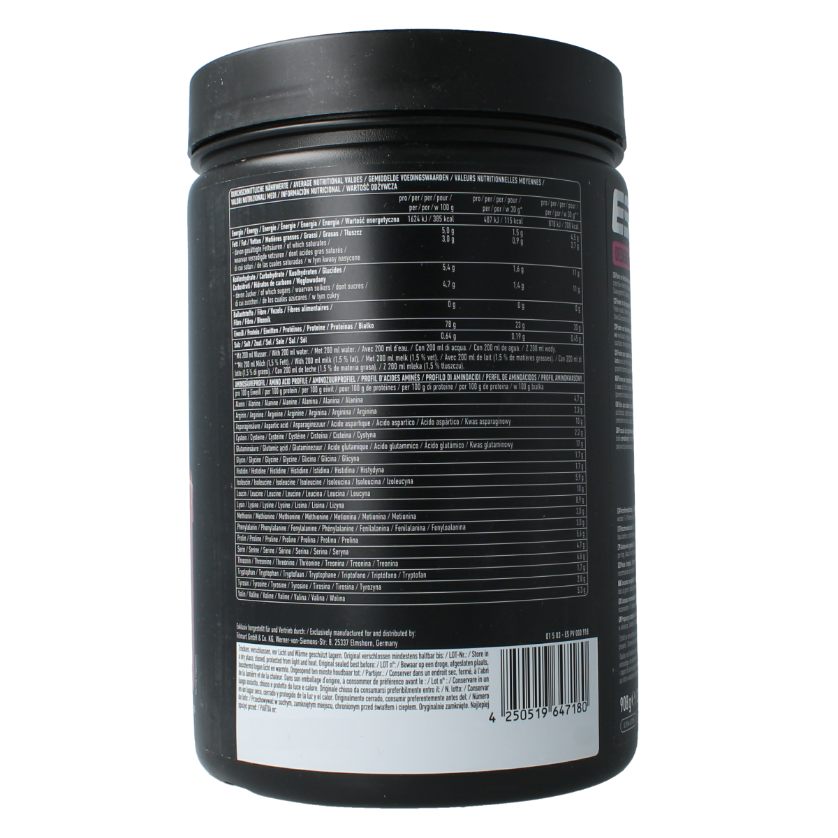 ESN Designer Whey Strawberry Cream amino acid supplement in 908g container, featuring a pink and white label with product branding.