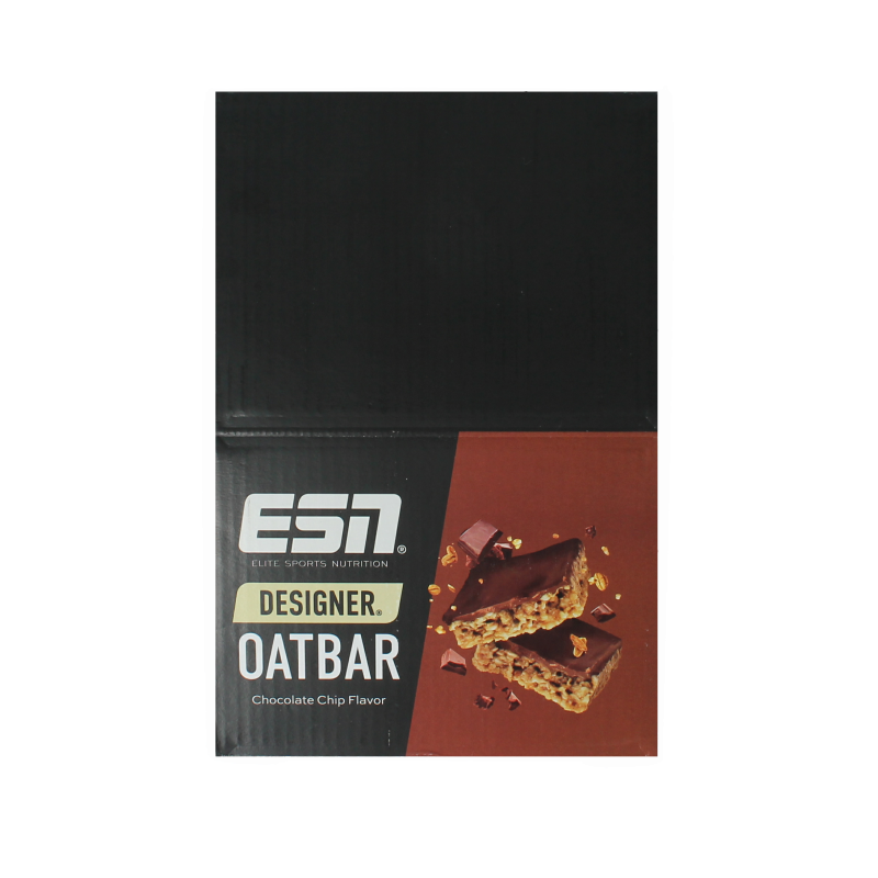 ESN Oat Bar Chocolate Chip 100g, a nutritious sportvoeding snack with oats and chocolate chips in a packaged bar.