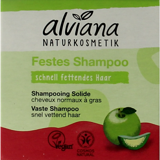 Alviana shampoo bar for greasy hair, 60g, natural hair care product with a sleek, eco-friendly design.