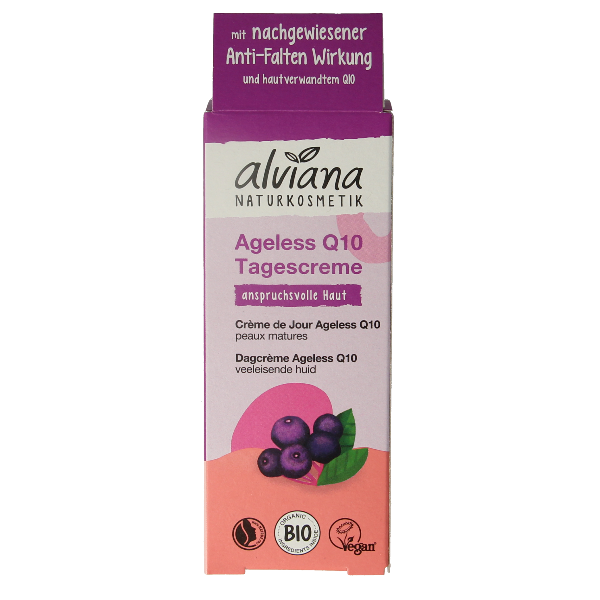 Alviana Dagcreme anti-aging with Q10 in a 50ml jar, facial skincare product for youthful skin.