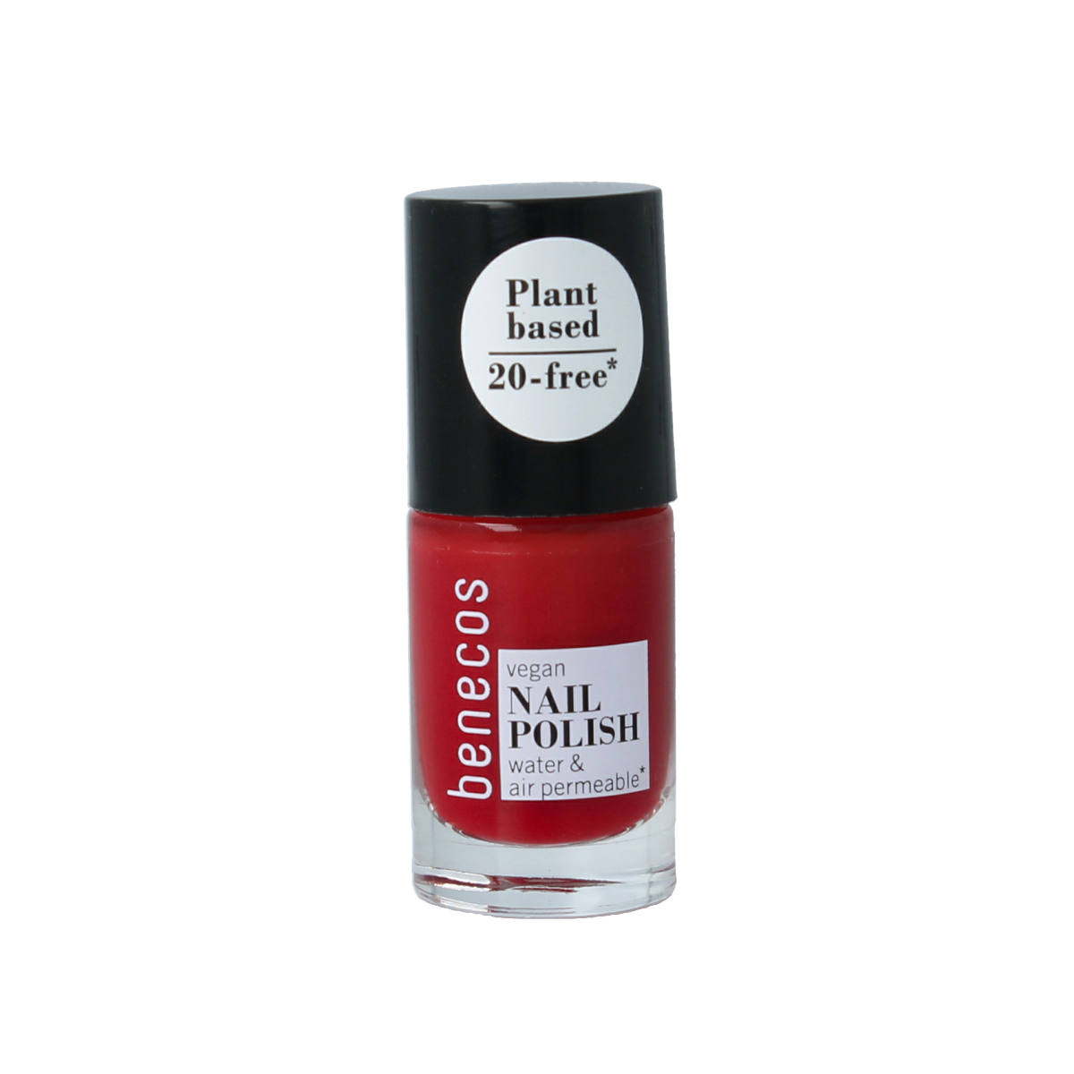 Benecos Natural Beauty vegan nail polish in vintage red, 5ml bottle, 20-free plant-based make-up product with vibrant color.