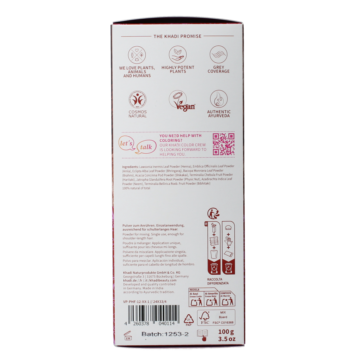 Khadi Haarkleur henna amla & jatropha 100.00 Gram