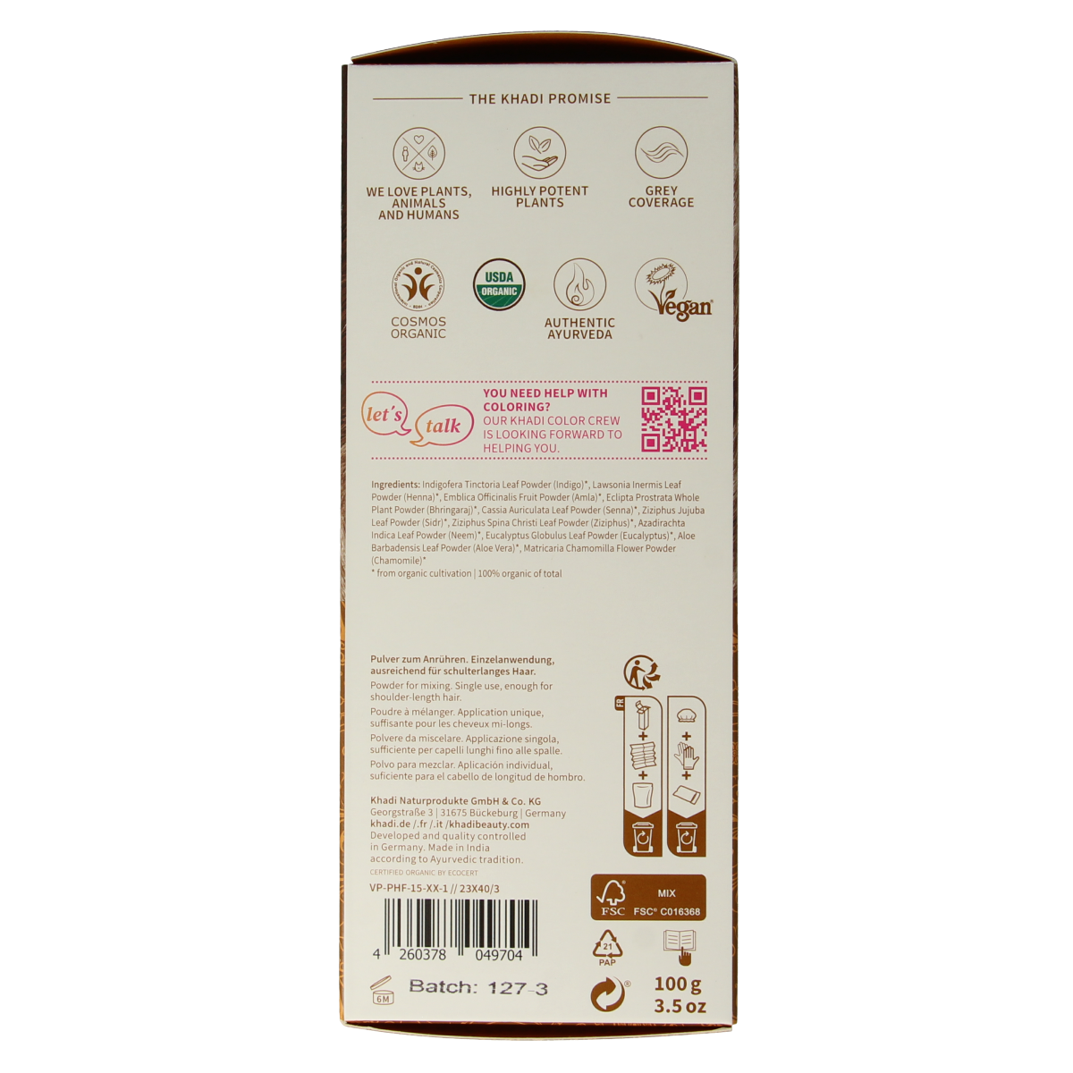 Khadi Haarkleur golden brown 100.00 Gram