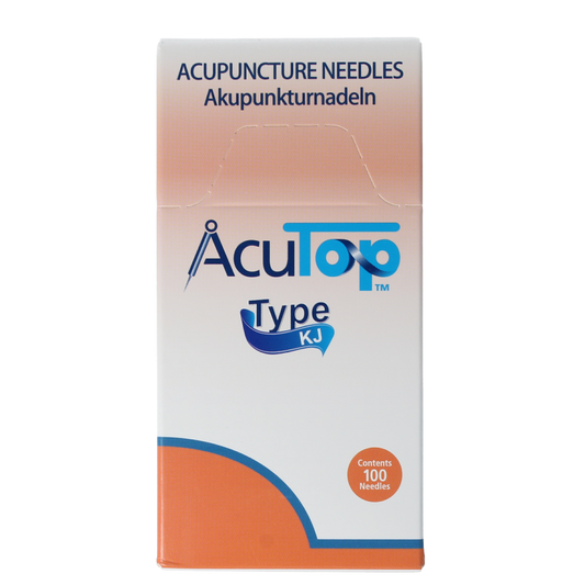 AcuTop KJ-T dry needle lancet 0.25x40mm with 100 pieces, used for blood sampling or medical testing.