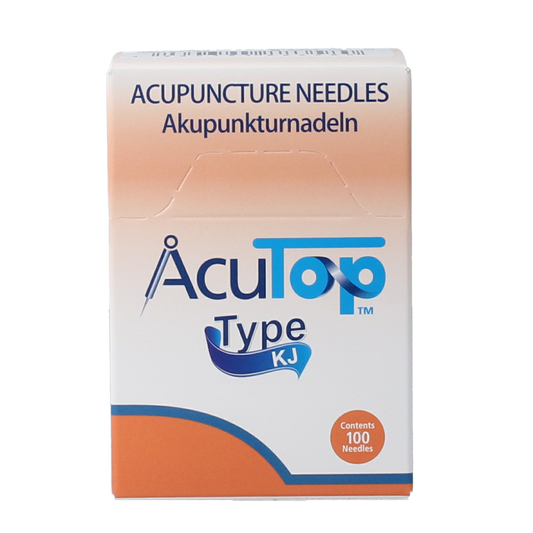 AcuTop KJ-T dry needle lancet 0.30 x 30mm, set of 100, used for blood sampling in medical testing.