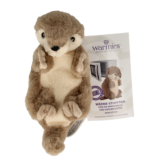 Warmies Mini otter plush kruiken in soft fabric, featuring a cute otter design for warmth and comfort.
