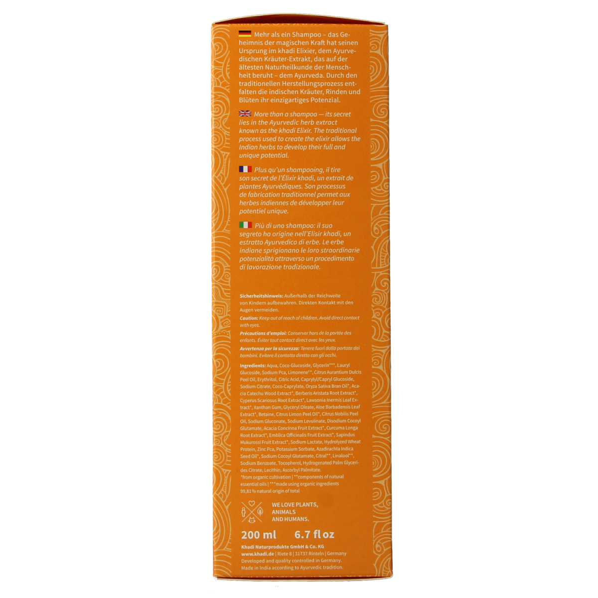 Khadi Shampoo elixer orange vitality 200.00 Milliliter