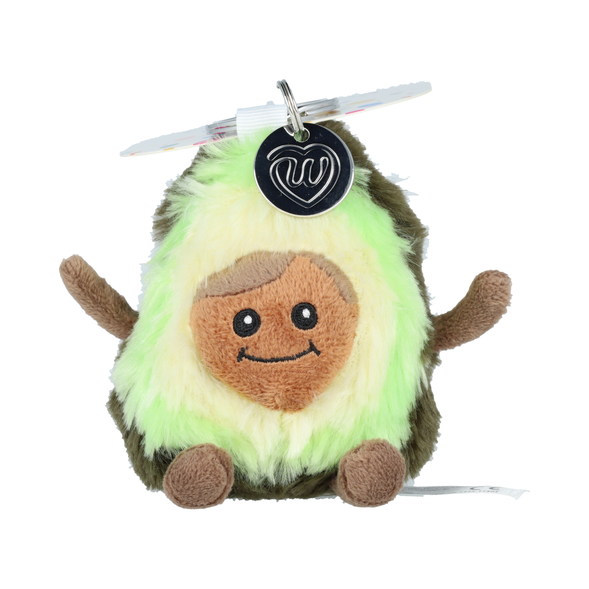 Warmies avocado plush keychain, soft stuffed toy from Warmies, featuring a cute avocado design and keyring attachment.