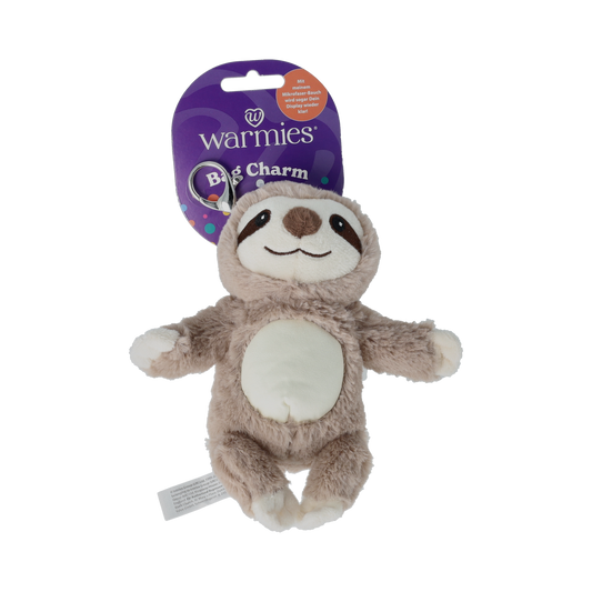 Warmies Faultier bag charm in brown, soft plush toy, perfect as a cuddly accessory or decorative keychain.