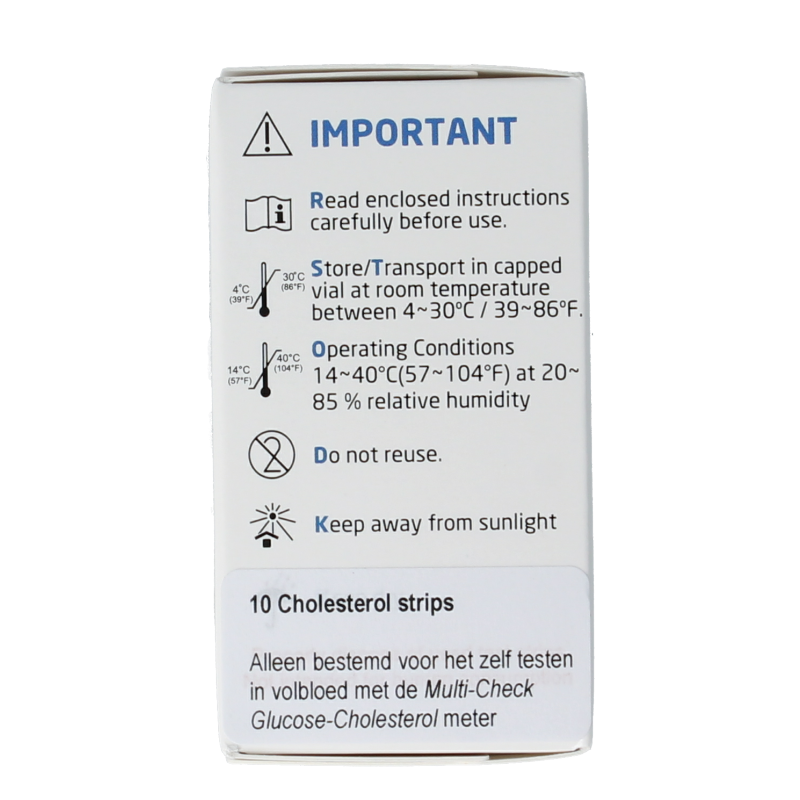 Testjezelf Multicheck cholesterol teststrips 10 Stuks