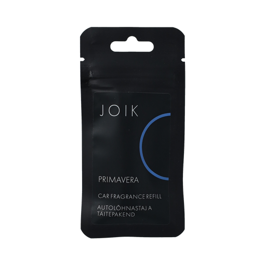 Joik Organics Car Fragrance Primavera refill set with 2 scent diffusers for fresh, floral vehicle air freshening.