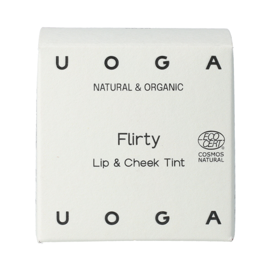 Uoga Uoga Lip & Cheek Flirty makeup in 4ml with a natural, vibrant color for lips and cheeks.