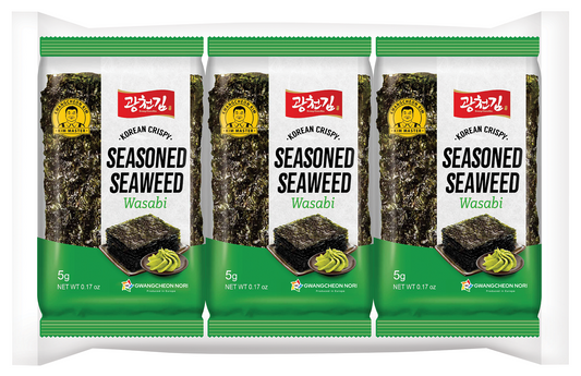 KC Nori Zeewier snack wasabi 3x5 gram 15.00 Gram