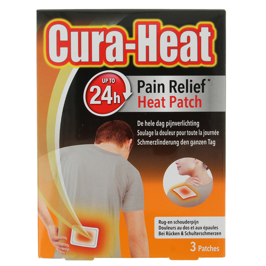 Heat-it warmtepack set for back and shoulder, includes 3 heat packs for muscle and joint relief.