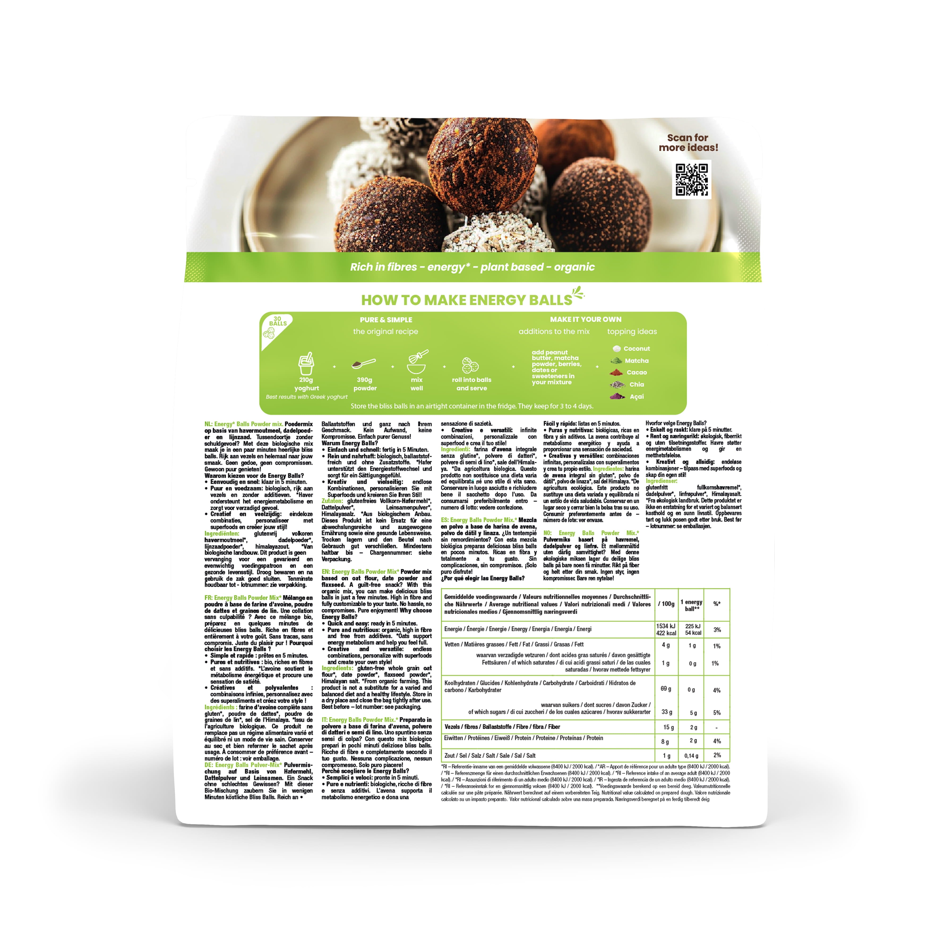 Purasana Glutenvrije energy balls mix bio 390.00 Gram