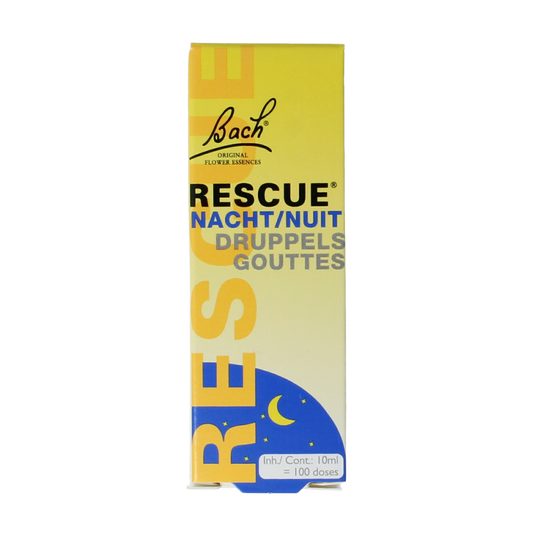 Bach Rescue Rescue Remedy Nacht kruidenpreparaat in 10ml bottle, herbal supplement for relaxation and sleep support.