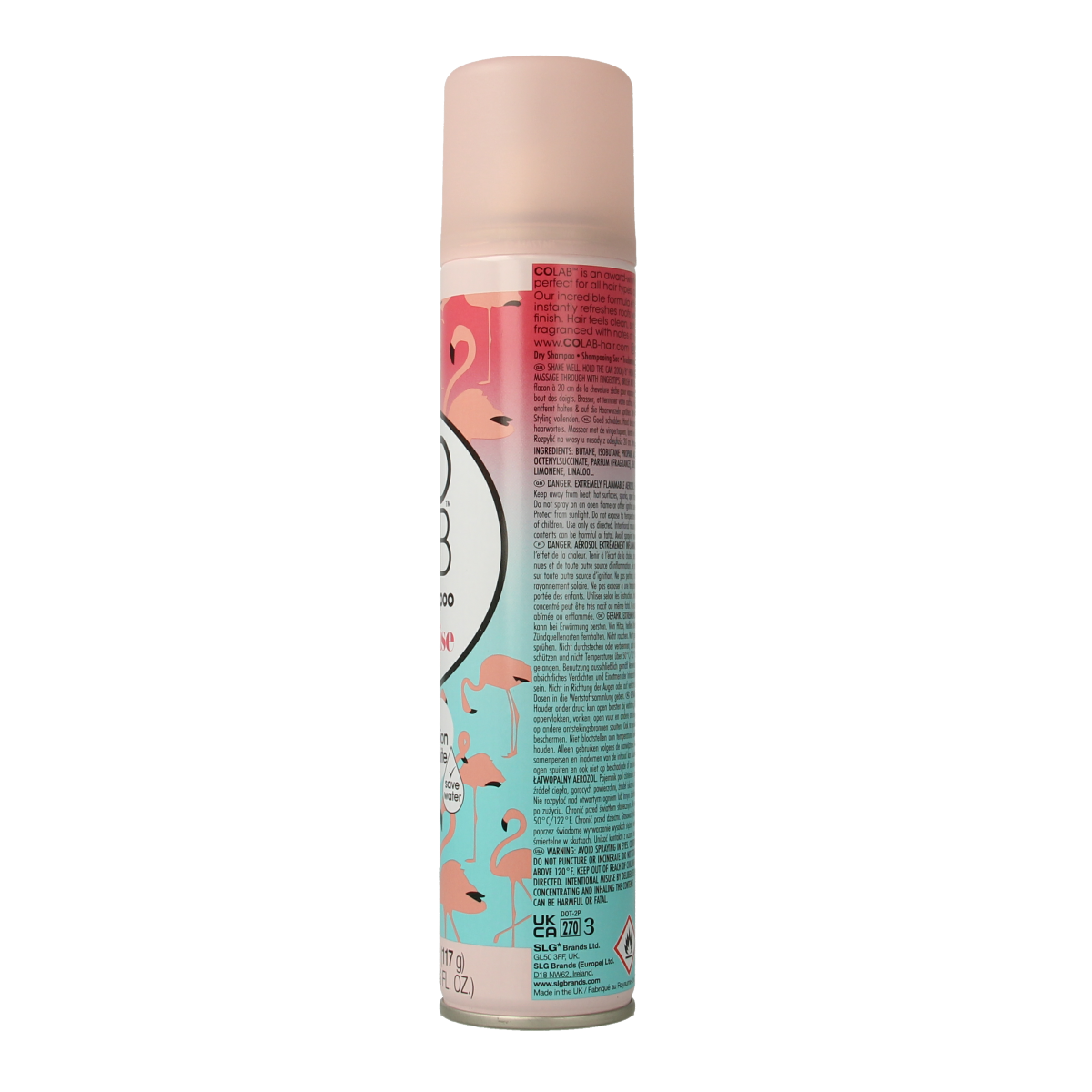 Colab Droogshampoo Paradise 200ml bottle, hair care product with bright packaging and floral design, for dry hair treatment.