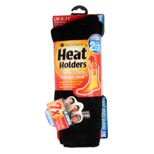Black Heat Holders men's original socks size 6-11, cozy thermal socks for warmth and comfort.