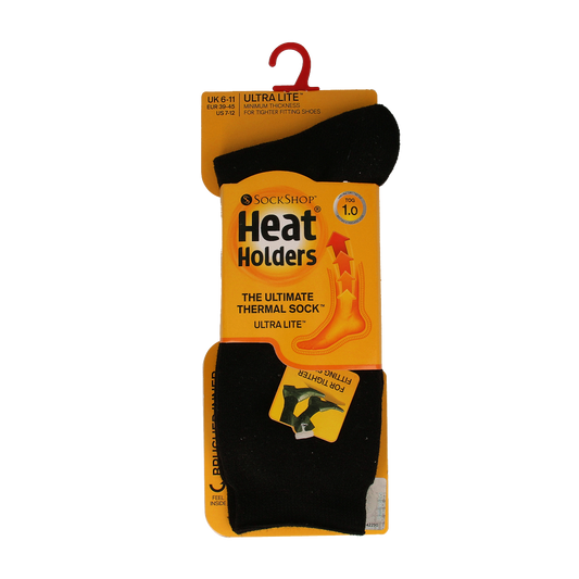 Heat Holders Mens sock ultra lite maat 6-11 black 1.00 Paar