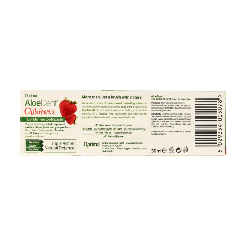Aloe Dent Tandpasta aloe vera kinder fluor free 50 Milliliter