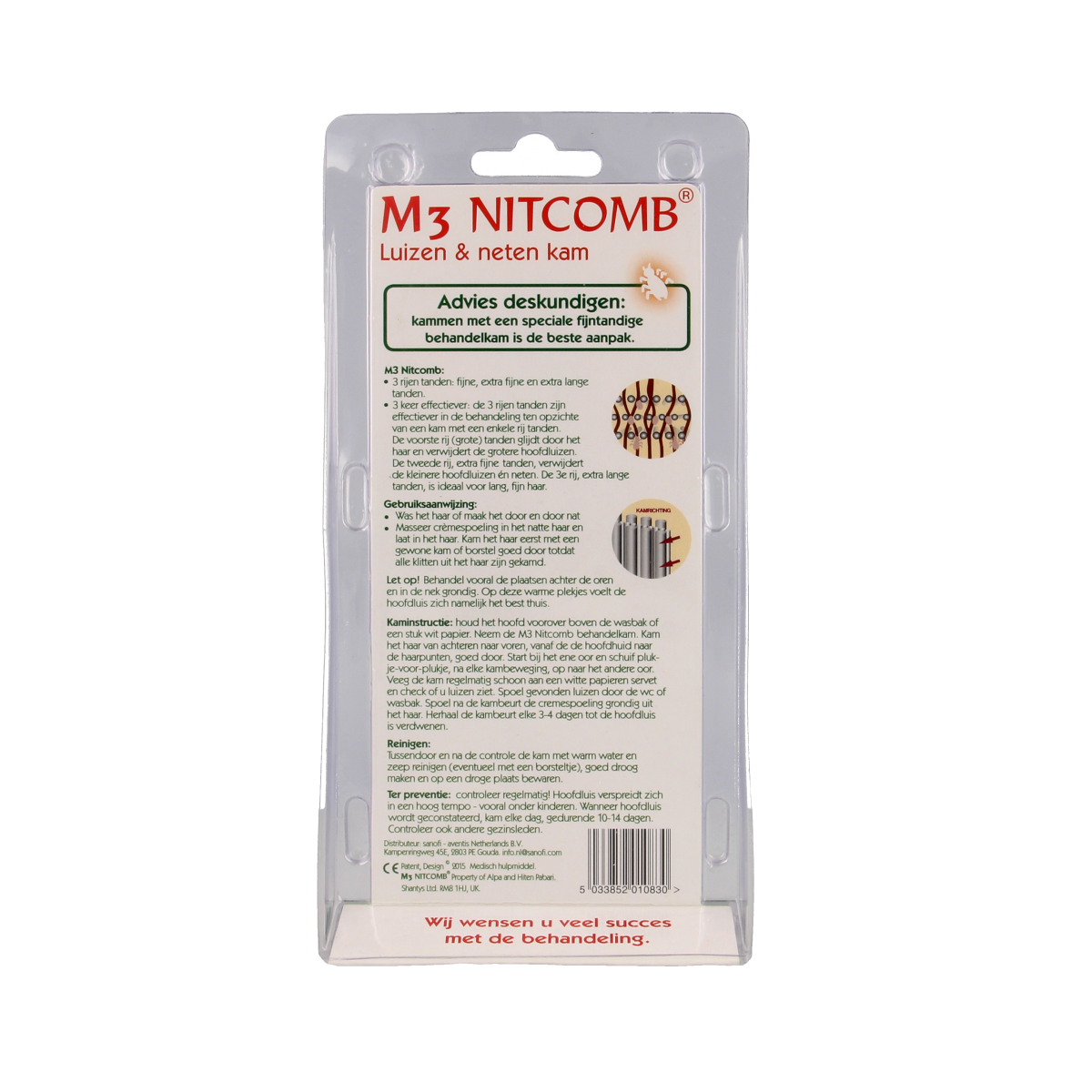 Nitcomb Nitcomb M3 anti luiskam lang en dun haar  1.00 Stuks