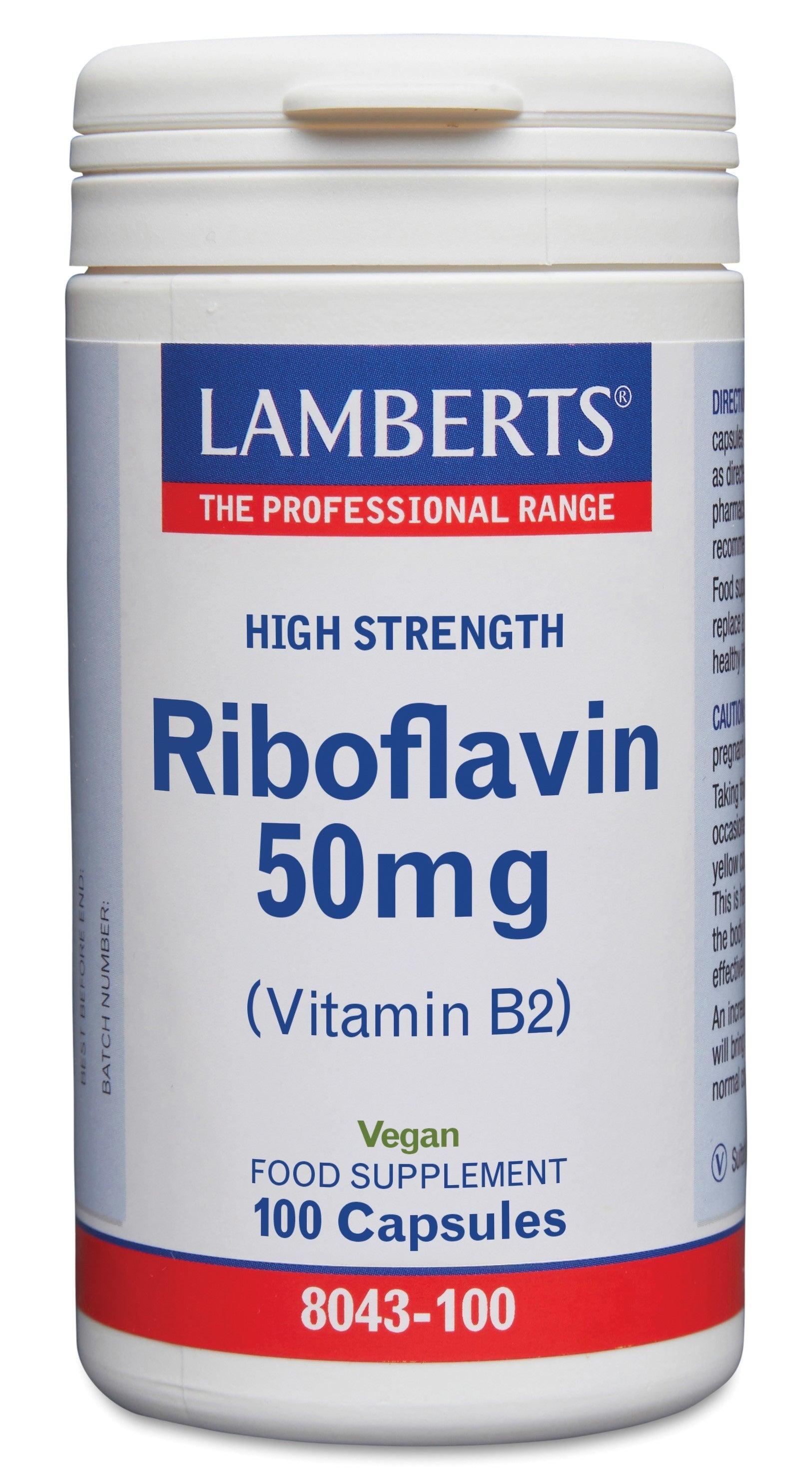 Lamberts Riboflavine 50mg (Vitamine B2) 100.00 Vegetarische capsules