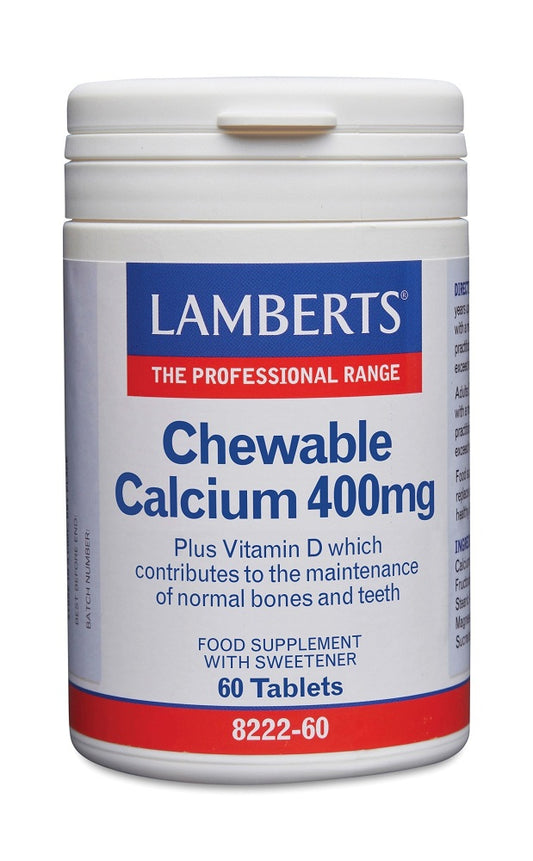 Lamberts Calcium kauwtabletten 400mg met vitamine D en FOS 60.00 Kauwtabletten
