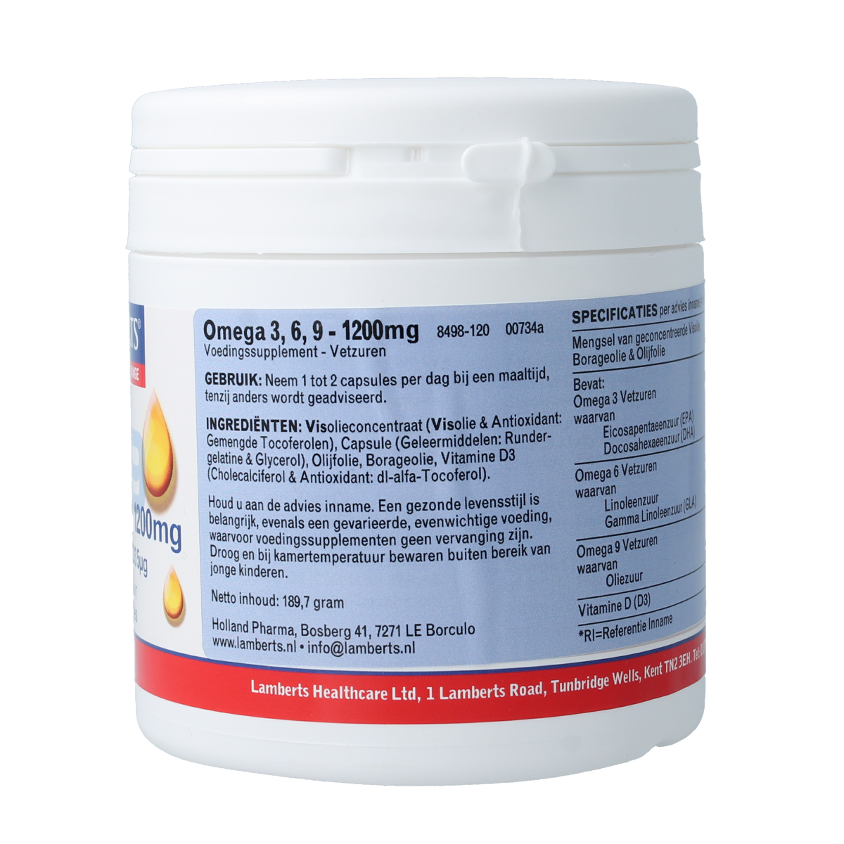 Lamberts Visolie Omega 3 6 9 120.00 Capsules