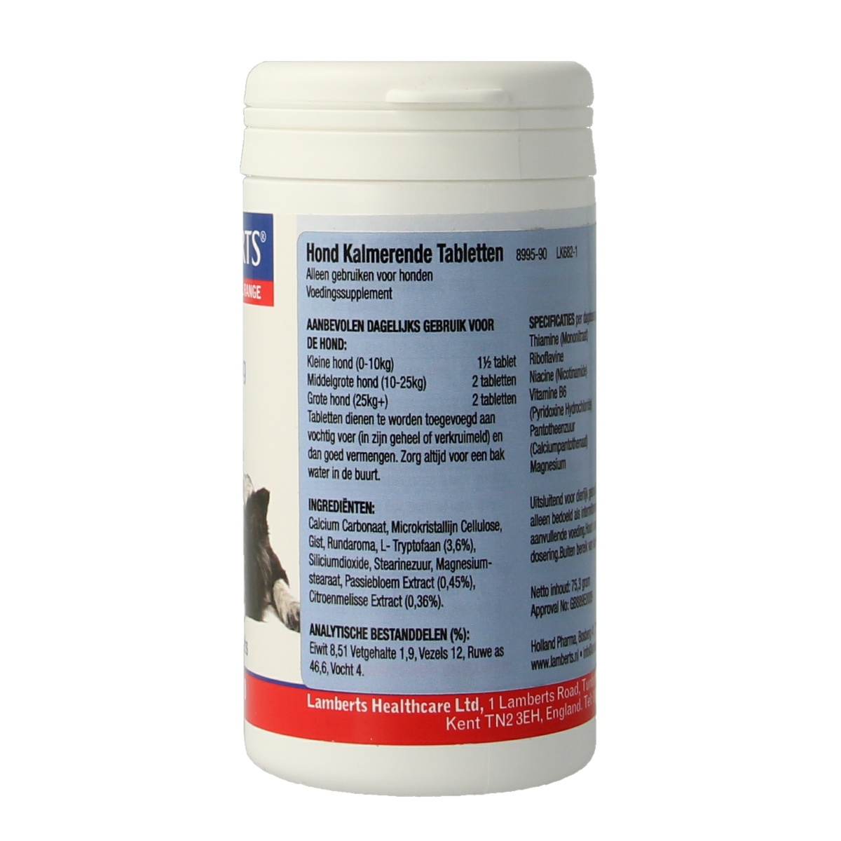 Lamberts Hond (kalmerende tabletten voor dieren) 90.00 Tabletten