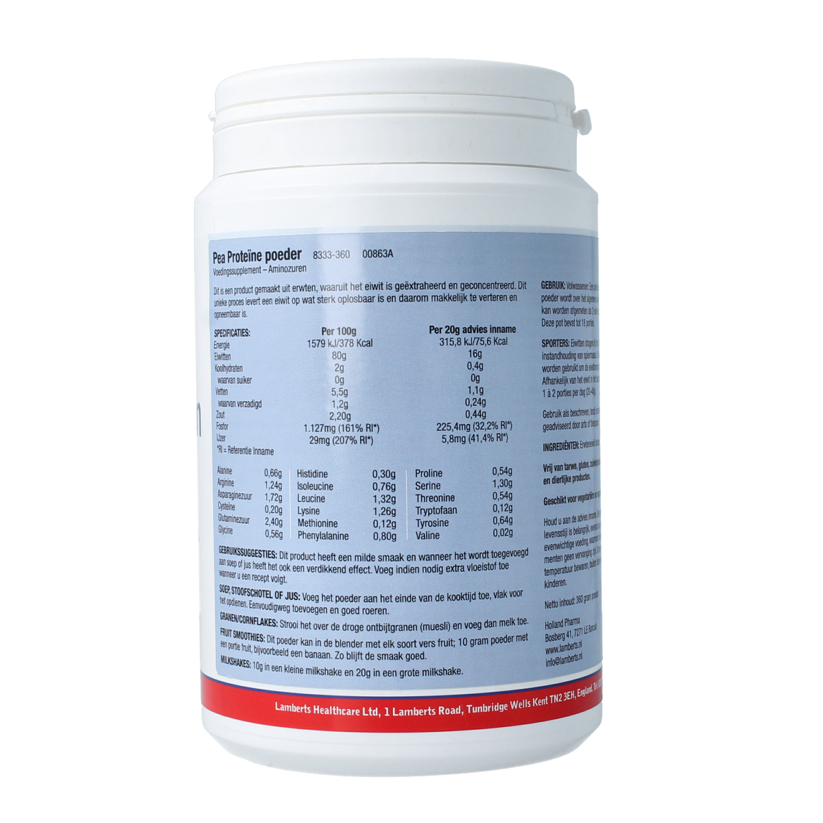 Lamberts Pea proteinepoeder 360.00 Gram
