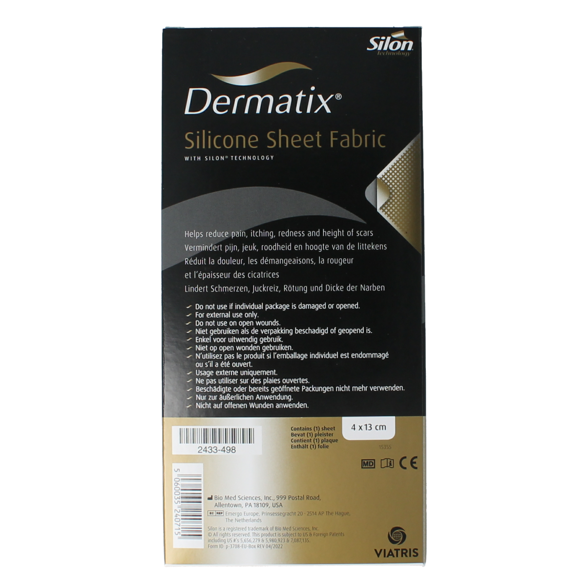 Dermatix Dermatix siliconen sheet fabric 4x13cm 1.00 Stuks