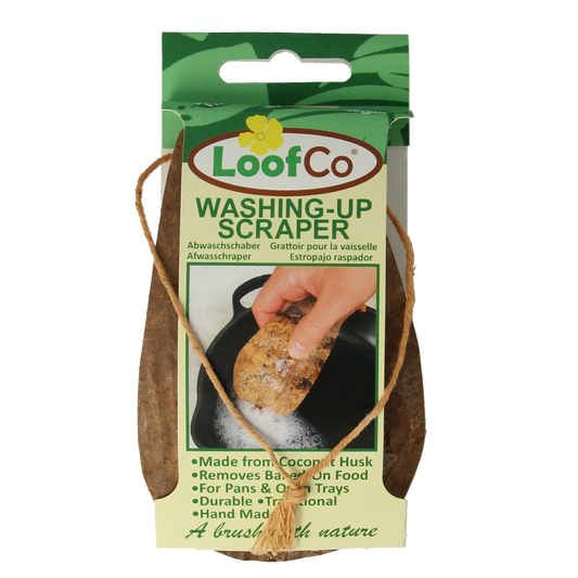 Loofco bio coconut dish scrubber from Loofco, natural cleaning tool made from coconut fibers for kitchen use.