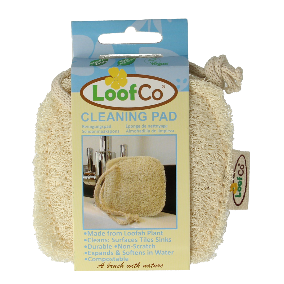 Loofco bio cleaning sponge, natural loofah scrubber for eco-friendly household cleaning, single piece in product image