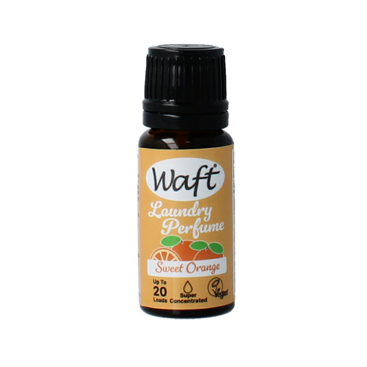 Waft Wasparfum sweet orange scent in a 10ml bottle, used as a fabric softener or laundry fragrance for fresh-smelling clothes.