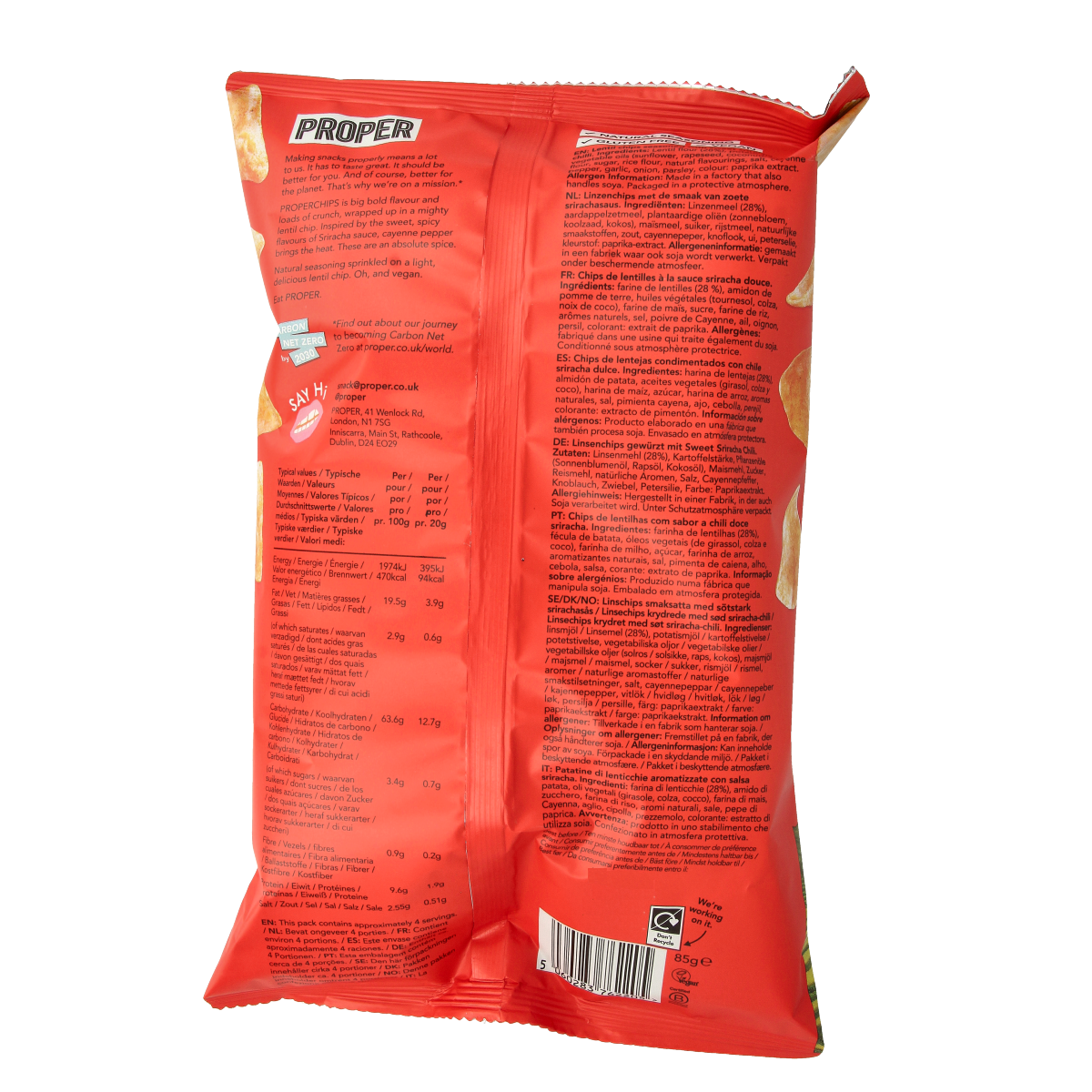 Proper Chips Chips sweet sriacha glutenvrij 85.00 Gram