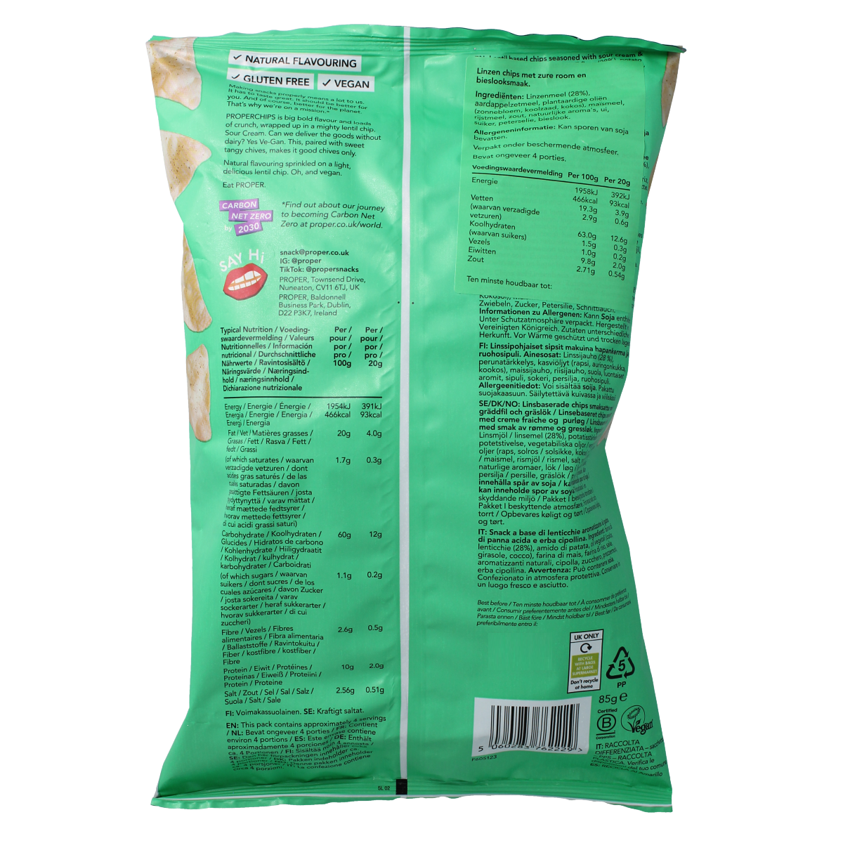 Proper Chips Chips sour cream & chive flavour 85.00 Gram