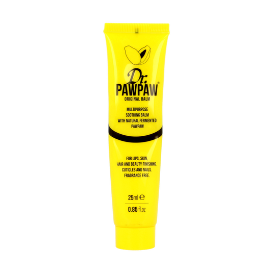Dr. Pawpaw Multifunctional Balsem Original Yellow 25ml lip balm tube with yellow packaging and black cap.