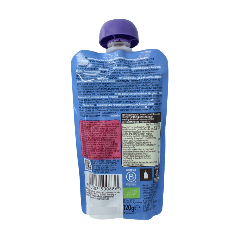 Ella's Kitchen Blueberries apples & bananas & vanille 4+ mnd bio 120 Gram