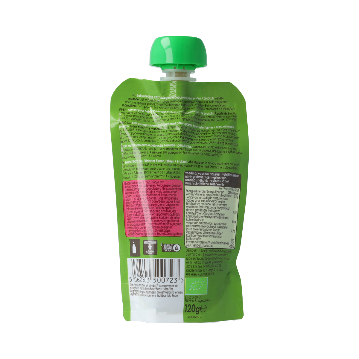 Ella's Kitchen Broccoli pears and peas 6 maanden bio 120.00 Gram