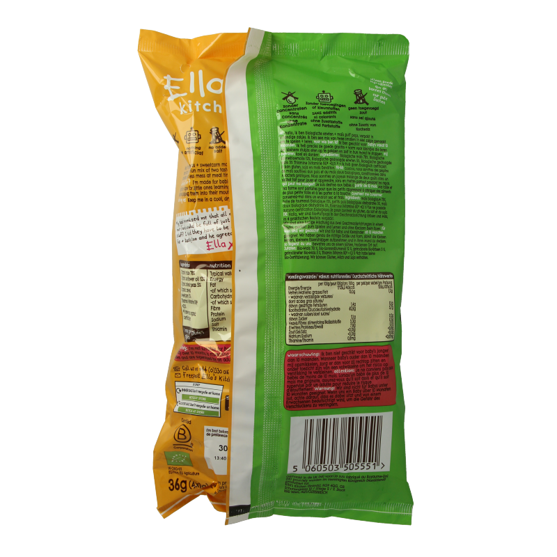 Ella's Kitchen Puff pops peas & sweetcorn 10+ maanden bio 36 Gram