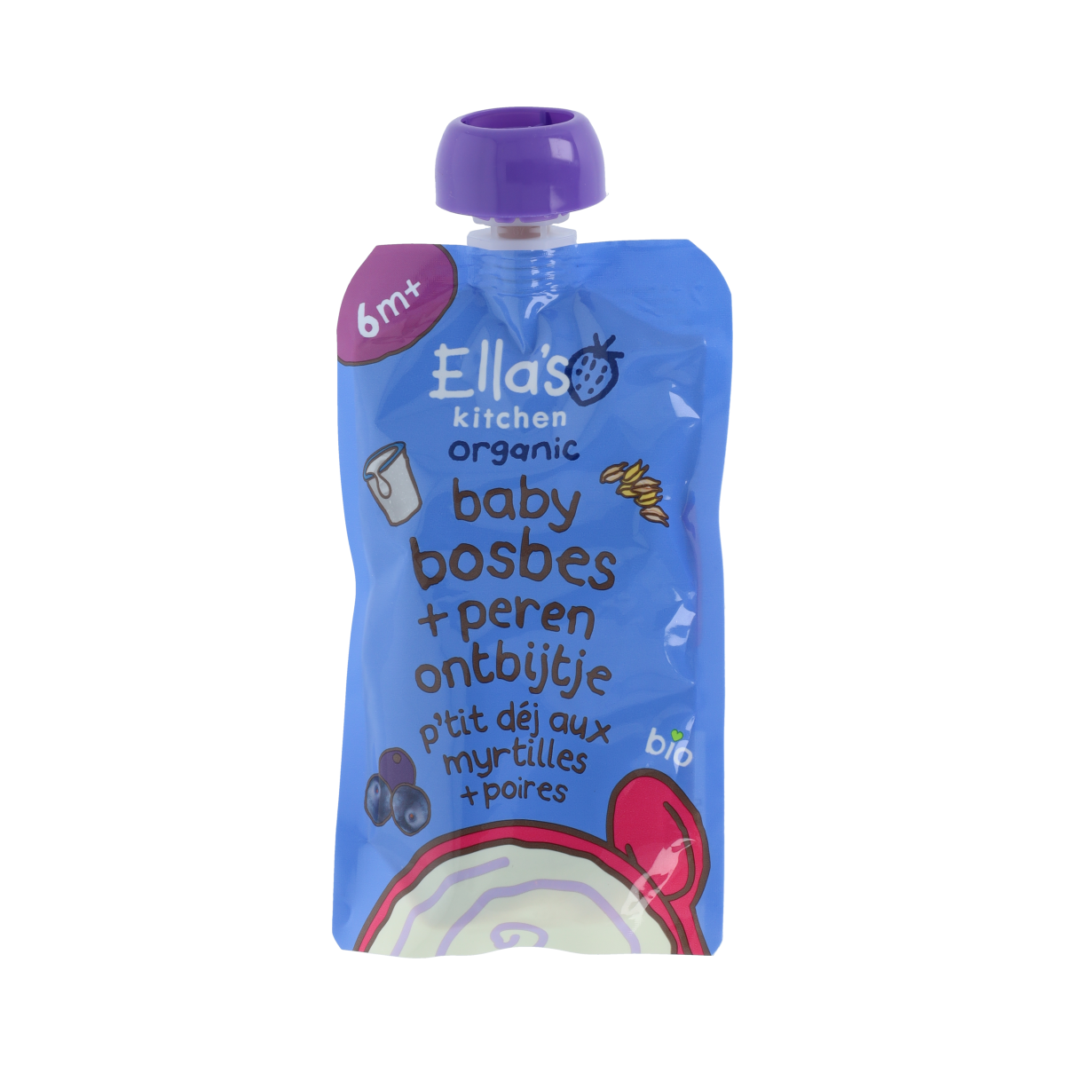 Ella's Kitchen Baby bosbes + peer ontbijt 6+ bio 100.00 Gram