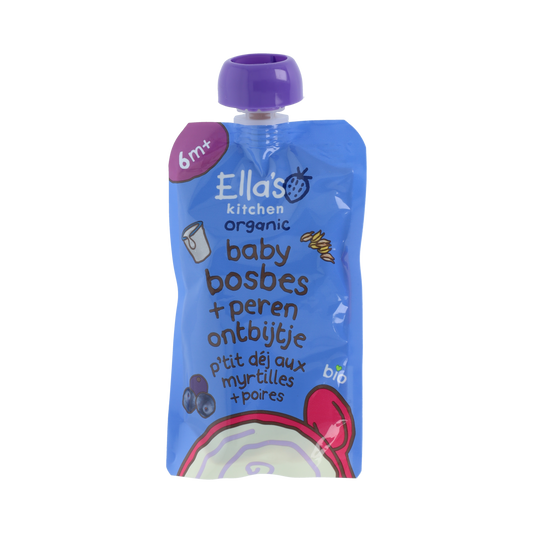 Ella's Kitchen Baby bosbes + peer ontbijt 6+ bio 100.00 Gram